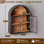 Bekrvio Mobiletto da bagno a parete ad arco con ante in vetro, mobiletto galleggiante in metallo completamente assemblato sopra il WC