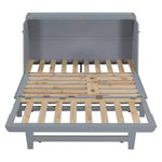 Letto a scomparsa Queen Murphy Bed con gamba dorata, letto a scomparsa formato Queen Size con ante in vetro smerigliato e cassetti finti