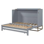Letto a scomparsa Queen Murphy Bed con gamba dorata, letto a scomparsa formato Queen Size con ante in vetro smerigliato e cassetti finti