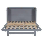 Letto a scomparsa Queen Murphy Bed con gamba dorata, letto a scomparsa formato Queen Size con ante in vetro smerigliato e cassetti finti