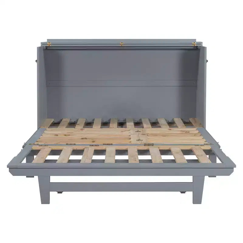 Letto a scomparsa Queen Murphy Bed con gamba dorata, letto a scomparsa formato Queen Size con ante in vetro smerigliato e cassetti finti