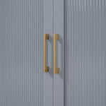 Letto a scomparsa Queen Murphy Bed con gamba dorata, letto a scomparsa formato Queen Size con ante in vetro smerigliato e cassetti finti
