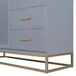 Letto a scomparsa Queen Murphy Bed con gamba dorata, letto a scomparsa formato Queen Size con ante in vetro smerigliato e cassetti finti