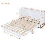Letto a scomparsa Queen Murphy Bed con gamba dorata, letto a scomparsa formato Queen Size con ante in vetro smerigliato e cassetti finti