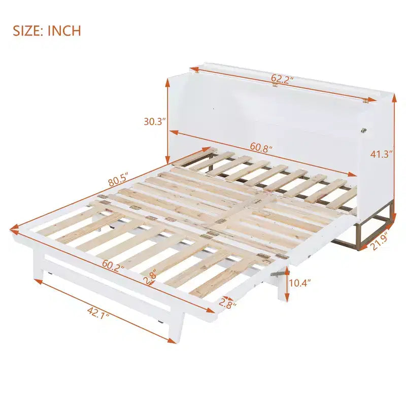 Letto a scomparsa Queen Murphy Bed con gamba dorata, letto a scomparsa formato Queen Size con ante in vetro smerigliato e cassetti finti