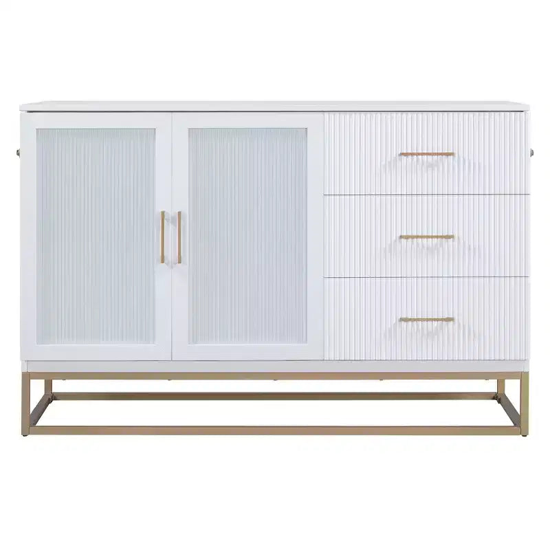 Letto a scomparsa Queen Murphy Bed con gamba dorata, letto a scomparsa formato Queen Size con ante in vetro smerigliato e cassetti finti