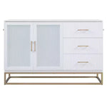 Letto a scomparsa Queen Murphy Bed con gamba dorata, letto a scomparsa formato Queen Size con ante in vetro smerigliato e cassetti finti