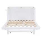 Letto a scomparsa Queen Murphy Bed con gamba dorata, letto a scomparsa formato Queen Size con ante in vetro smerigliato e cassetti finti