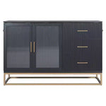 Letto a scomparsa Queen Murphy Bed con gamba dorata, letto a scomparsa formato Queen Size con ante in vetro smerigliato e cassetti finti