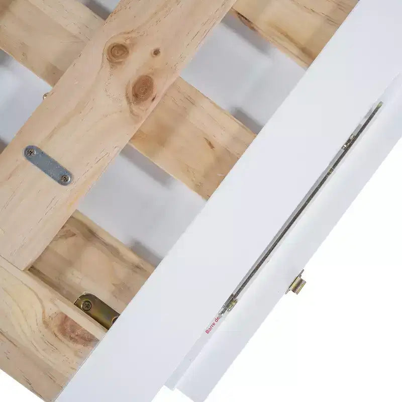 Letto a scomparsa Queen Murphy Bed con gamba dorata, letto a scomparsa formato Queen Size con ante in vetro smerigliato e cassetti finti