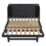 Letto a scomparsa Queen Murphy Bed con gamba dorata, letto a scomparsa formato Queen Size con ante in vetro smerigliato e cassetti finti