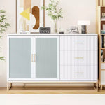 Letto a scomparsa Queen Murphy Bed con gamba dorata, letto a scomparsa formato Queen Size con ante in vetro smerigliato e cassetti finti