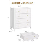 Cassettiera a 4 cassetti per camera da letto, Comò alto 94 cm, Comodino stretto in legno, Armadietto organizer per soggiorno, cameretta, ingresso
