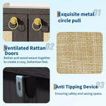 Scarpiera in Rattan per Ingresso, Scaffale Organizer a 5 Ripiani Stile Fattoria, Mobile Contenitore Stretto per Scarpe Autoportante con 2 Ante per Foyer, Corridoio, Soggiorno