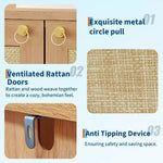 Scarpiera in Rattan per Ingresso, Scaffale Organizer a 5 Ripiani Stile Fattoria, Mobile Contenitore Stretto per Scarpe Autoportante con 2 Ante per Foyer, Corridoio, Soggiorno