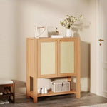 Scarpiera in Rattan per Ingresso, Scaffale Organizer a 5 Ripiani Stile Fattoria, Mobile Contenitore Stretto per Scarpe Autoportante con 2 Ante per Foyer, Corridoio, Soggiorno