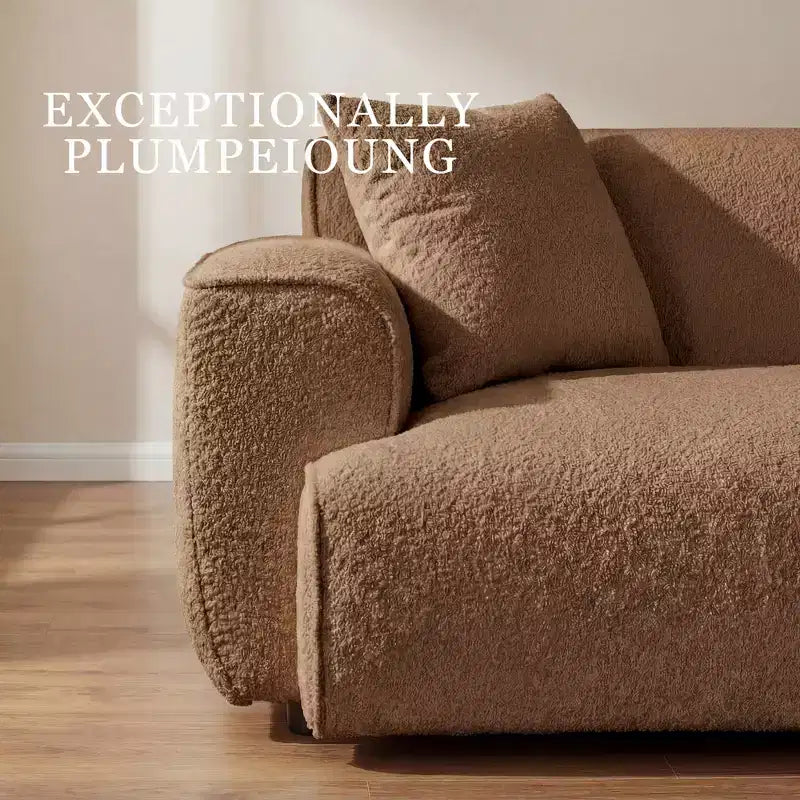 Divano moderno da 91 pollici, divano a nuvola teddy comodo e profondo, divano bouclé imbottito a 3 posti, divanetto oversize per soggiorno e camera da letto