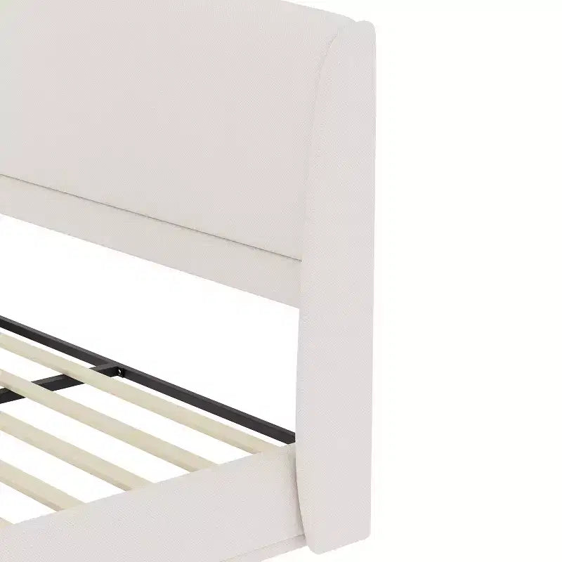 Letto a piattaforma Queen imbottito con testiera ad ali imbottita, letto a basso profilo - ModernLuxe