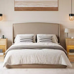 Letto a piattaforma Queen imbottito con testiera ad ali imbottita, letto a basso profilo - ModernLuxe