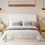 Letto a piattaforma Queen imbottito con testiera ad ali imbottita, letto a basso profilo - ModernLuxe