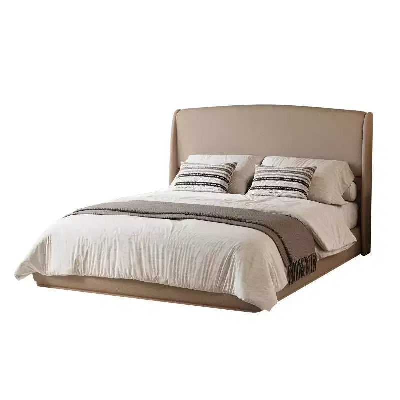 Letto a piattaforma Queen imbottito con testiera ad ali imbottita, letto a basso profilo - ModernLuxe