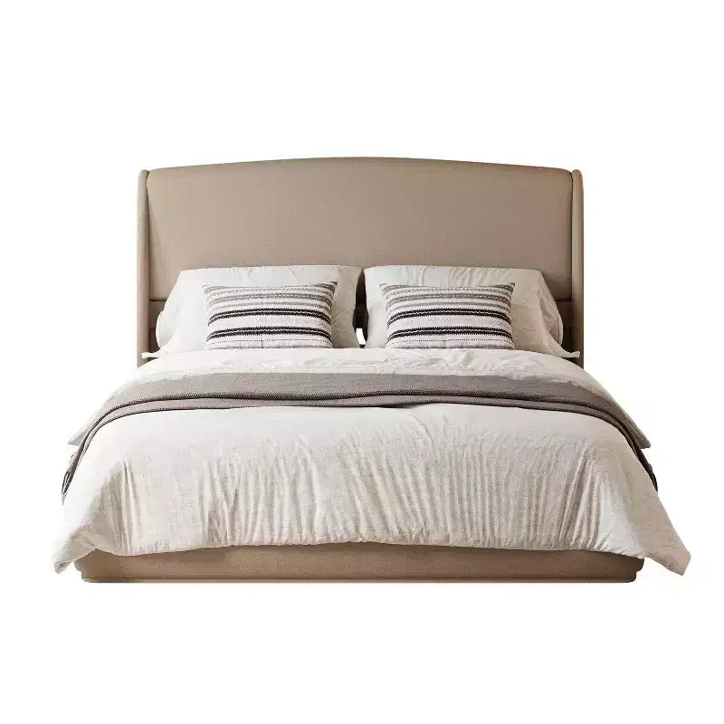 Letto a piattaforma Queen imbottito con testiera ad ali imbottita, letto a basso profilo - ModernLuxe