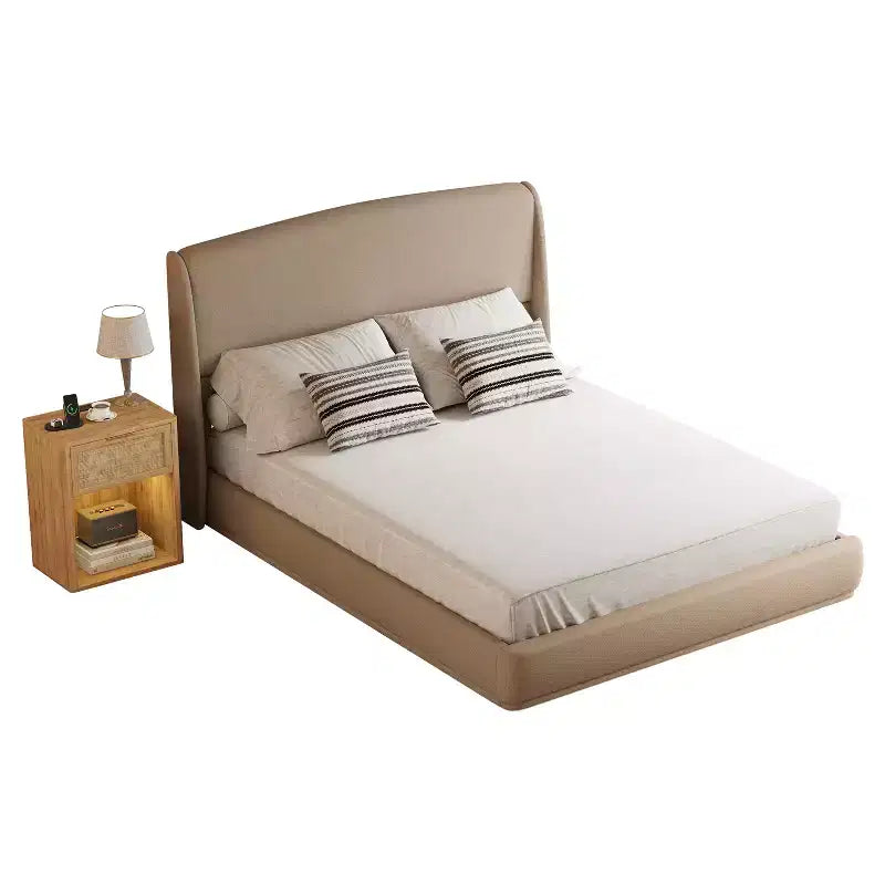 Letto a piattaforma Queen imbottito con testiera ad ali imbottita, letto a basso profilo - ModernLuxe