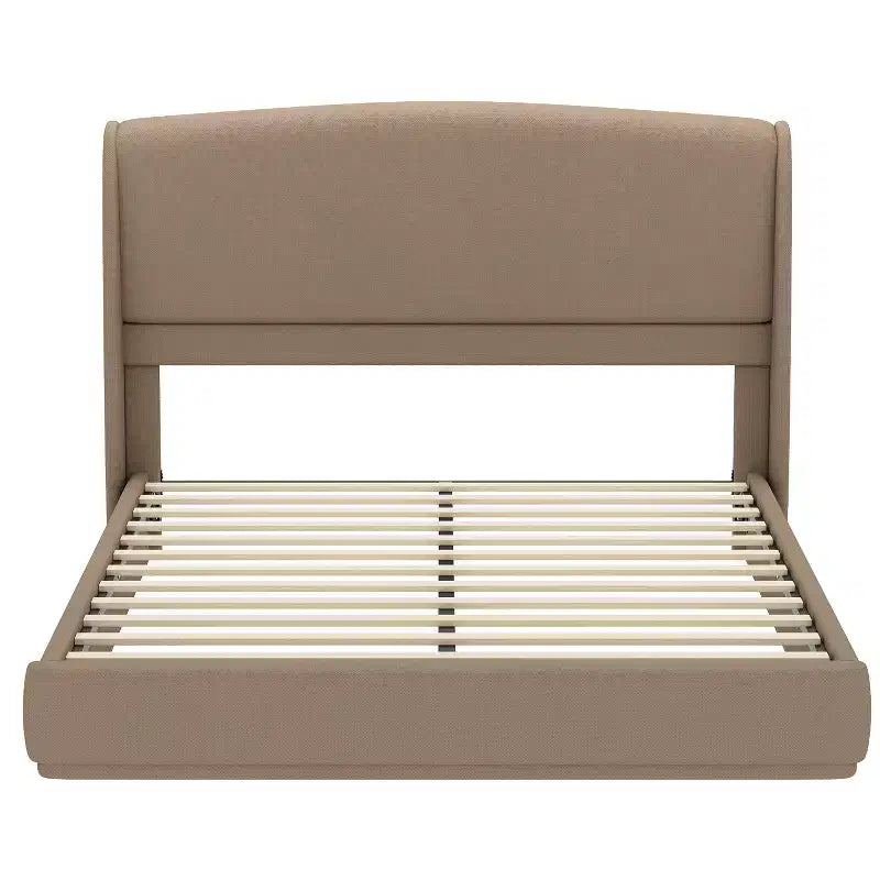 Letto a piattaforma Queen imbottito con testiera ad ali imbottita, letto a basso profilo - ModernLuxe