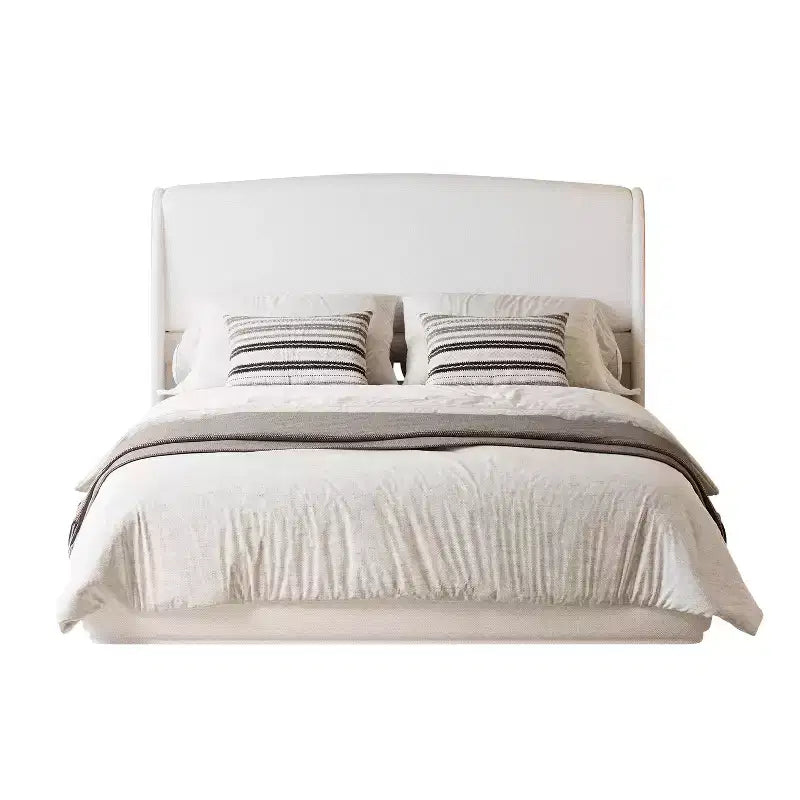 Letto a piattaforma Queen imbottito con testiera ad ali imbottita, letto a basso profilo - ModernLuxe