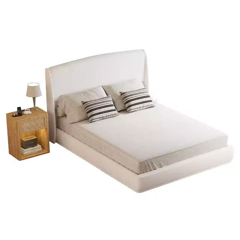 Letto a piattaforma Queen imbottito con testiera ad ali imbottita, letto a basso profilo - ModernLuxe