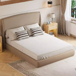 Letto a piattaforma Queen imbottito con testiera ad ali imbottita, letto a basso profilo - ModernLuxe