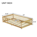 Letto a castello Sailvan con recinzione e porta, Struttura letto per bambini in legno massello per bambini piccoli