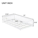 Letto a castello Sailvan con recinzione e porta, Struttura letto per bambini in legno massello per bambini piccoli