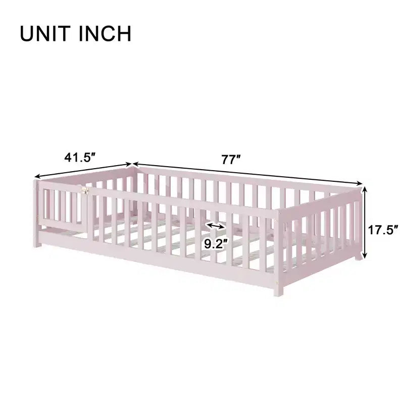 Letto a castello Sailvan con recinzione e porta, Struttura letto per bambini in legno massello per bambini piccoli