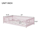 Letto a castello Sailvan con recinzione e porta, Struttura letto per bambini in legno massello per bambini piccoli