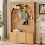Appendiabiti da ingresso All-in-1 con scarpiera e panchina, organizer con ganci e ripiani regolabili - ModernLuxe