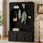 Appendiabiti da ingresso All-in-1 con scarpiera e panchina, organizer con ganci e ripiani regolabili - ModernLuxe