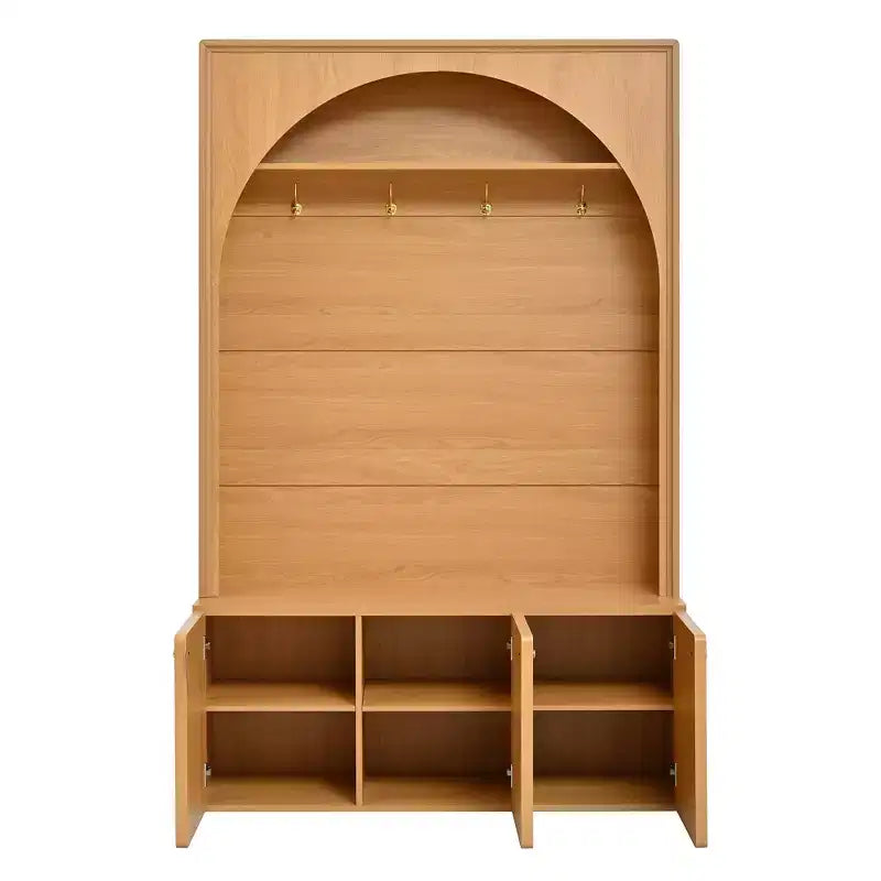 Appendiabiti da ingresso All-in-1 con scarpiera e panchina, organizer con ganci e ripiani regolabili - ModernLuxe