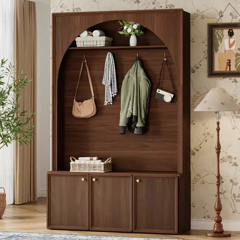 Appendiabiti da ingresso All-in-1 con scarpiera e panchina, organizer con ganci e ripiani regolabili - ModernLuxe