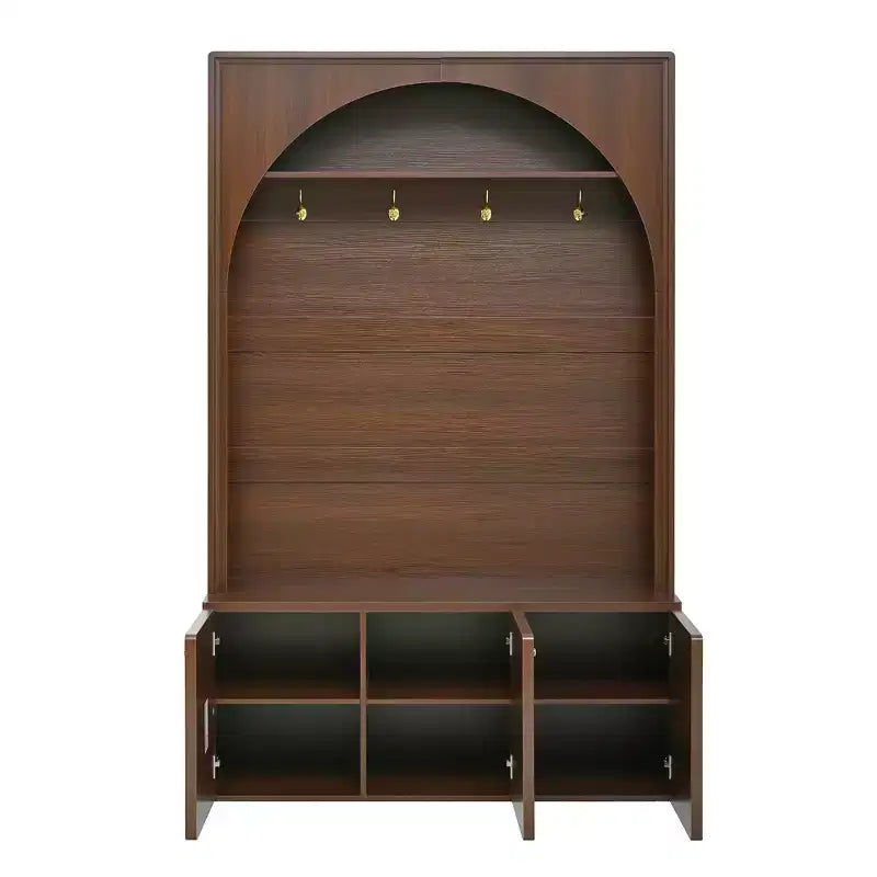 Appendiabiti da ingresso All-in-1 con scarpiera e panchina, organizer con ganci e ripiani regolabili - ModernLuxe