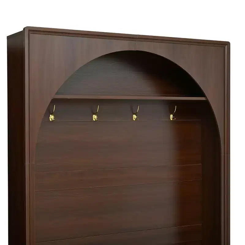 Appendiabiti da ingresso All-in-1 con scarpiera e panchina, organizer con ganci e ripiani regolabili - ModernLuxe