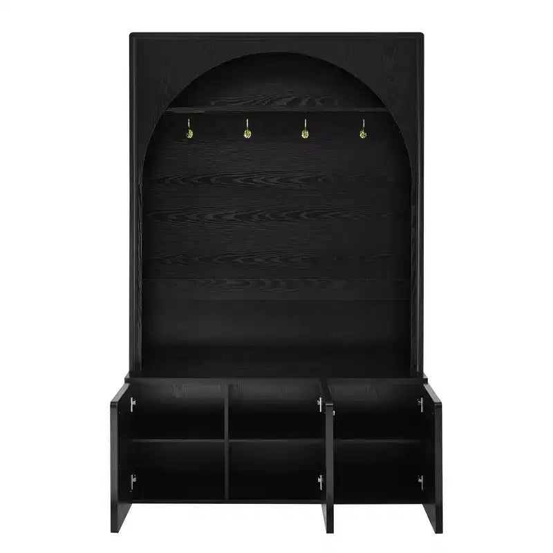 Appendiabiti da ingresso All-in-1 con scarpiera e panchina, organizer con ganci e ripiani regolabili - ModernLuxe