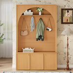 Appendiabiti da ingresso All-in-1 con scarpiera e panchina, organizer con ganci e ripiani regolabili - ModernLuxe
