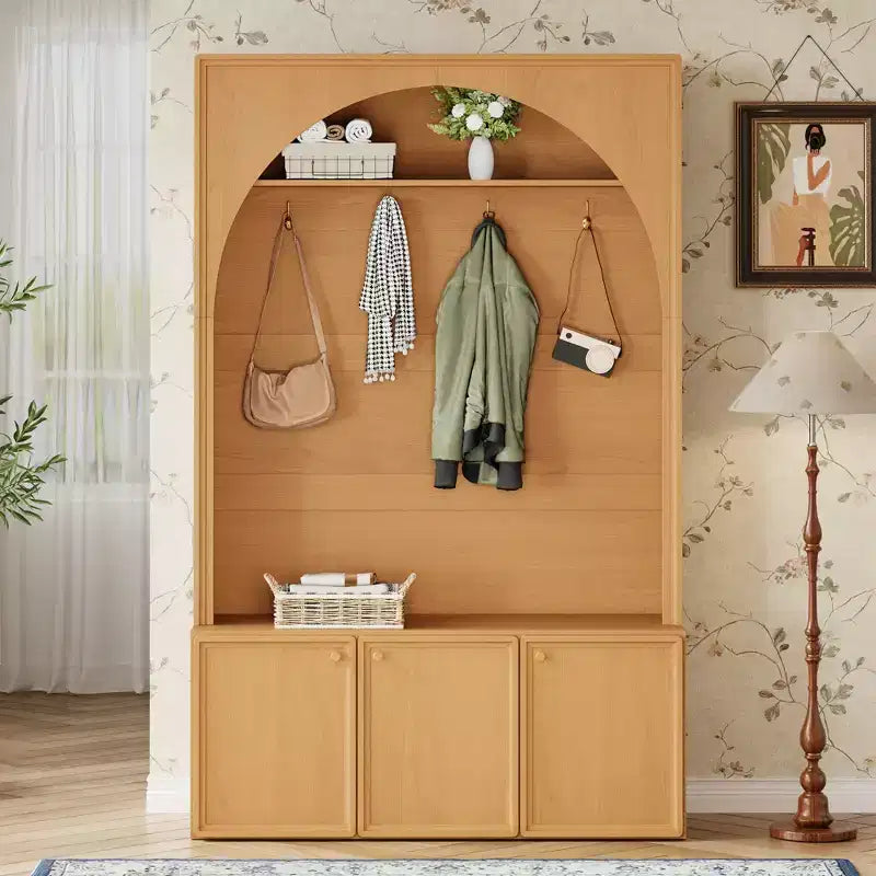 Appendiabiti da ingresso All-in-1 con scarpiera e panchina, organizer con ganci e ripiani regolabili - ModernLuxe