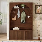 Appendiabiti da ingresso All-in-1 con scarpiera e panchina, organizer con ganci e ripiani regolabili - ModernLuxe