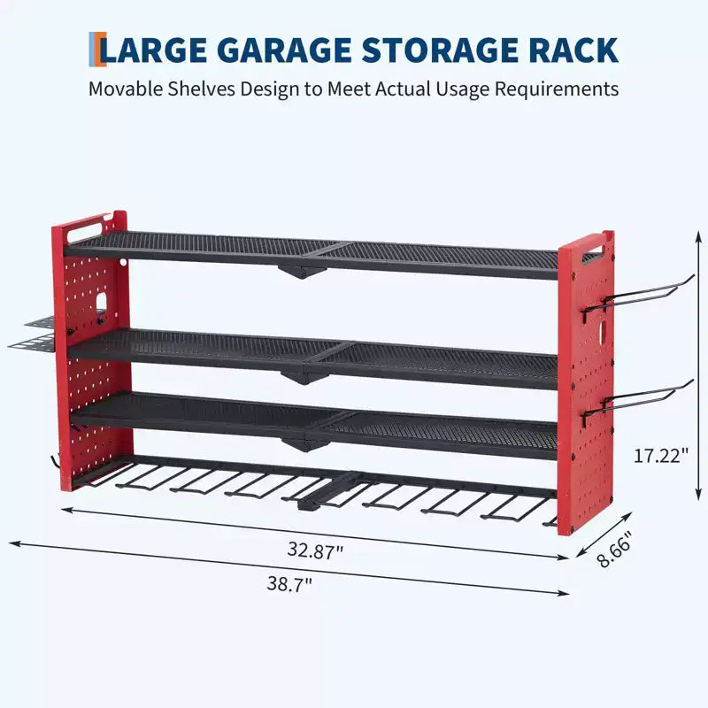 Scaffale porta attrezzi elettrici da parete a 4 livelli resistente da 180 kg, con 8 fessure per trapani, porta-cacciaviti, ripiano in metallo per garage e officina