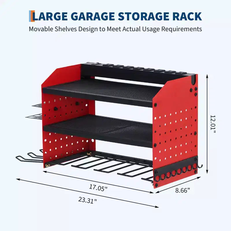 Scaffale porta attrezzi elettrici da parete a 4 livelli resistente da 180 kg, con 8 fessure per trapani, porta-cacciaviti, ripiano in metallo per garage e officina