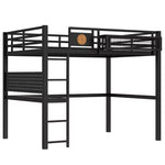 Letto a soppalco in metallo Twin XL/Full Size con scrivania, porta di ricarica, cesto portaoggetti e orologio, nero