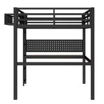 Letto a soppalco in metallo Twin XL/Full Size con scrivania, porta di ricarica, cesto portaoggetti e orologio, nero