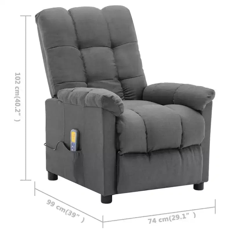 vidaXL Poltrona massaggiante elettrica Grigio scuro